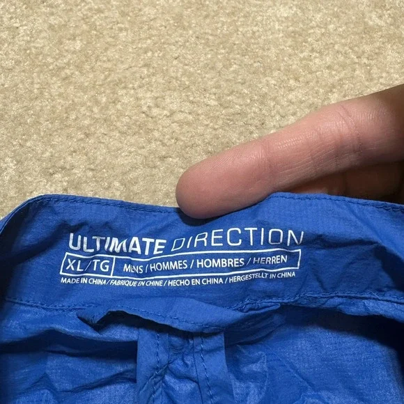 Ultimate Direction Jacket Mens XL Blue Running Softshell Lightweight Nylon Gorp